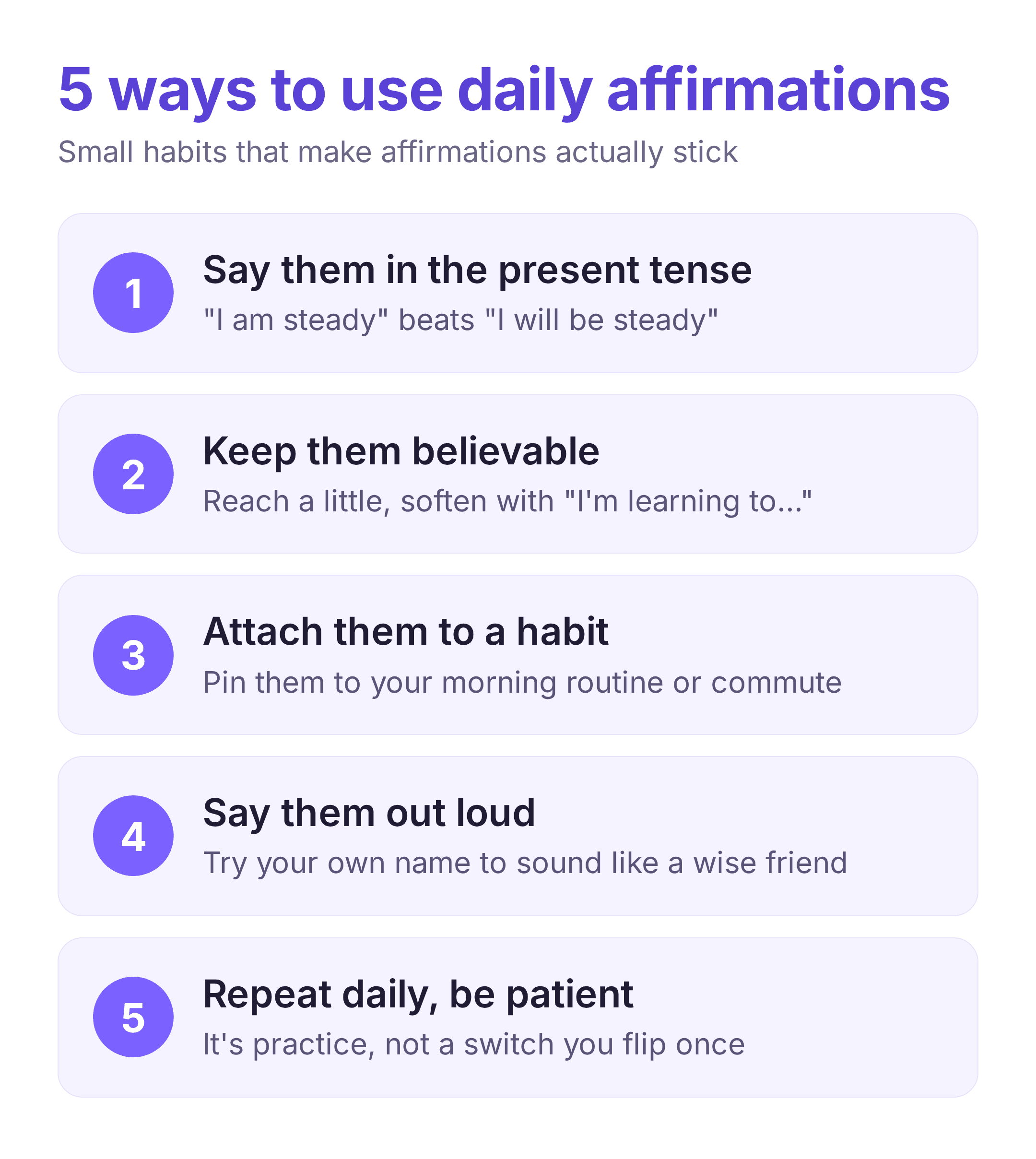 how to use daily affirmations: five practical tips