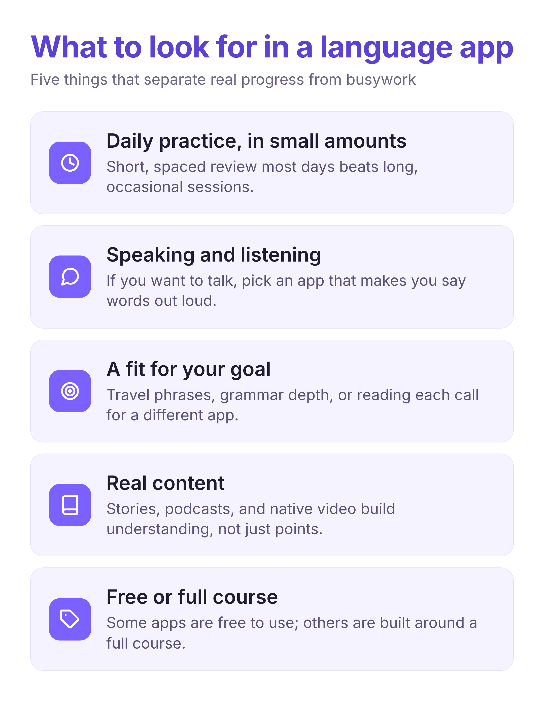 what to look for in a language learning app