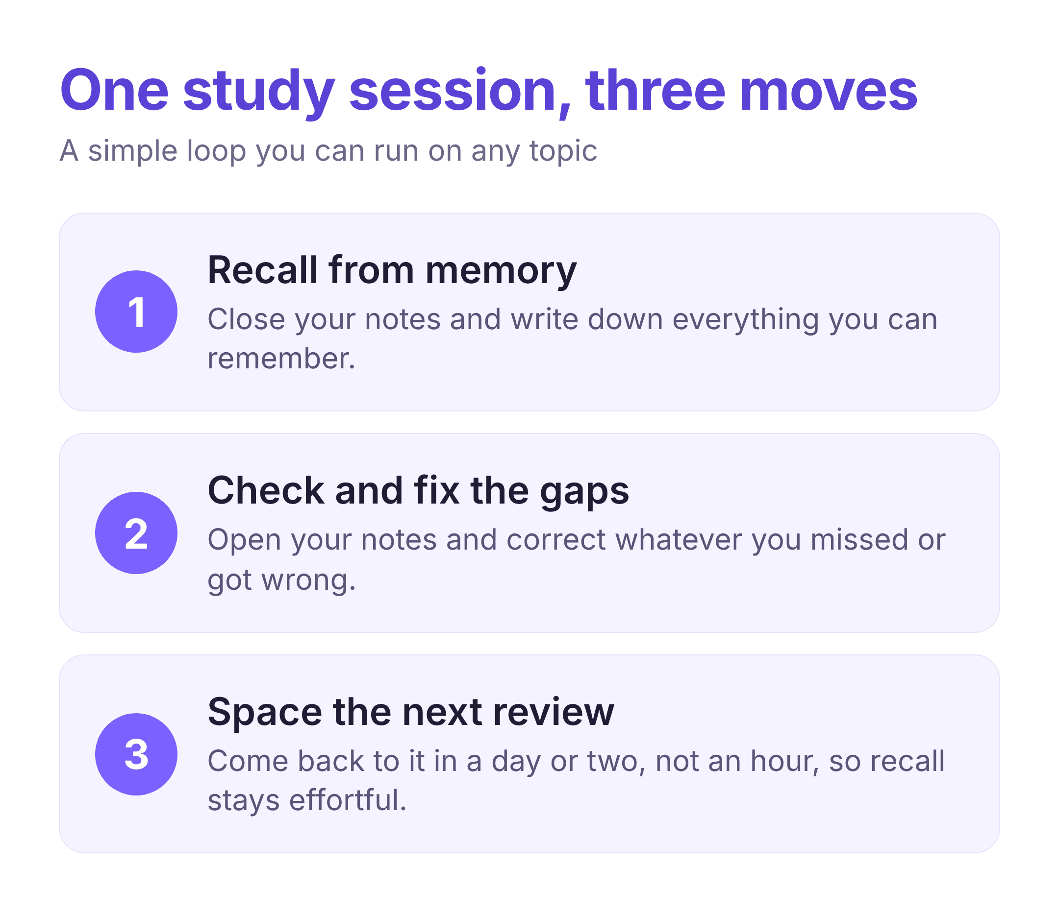 a simple three-step study session