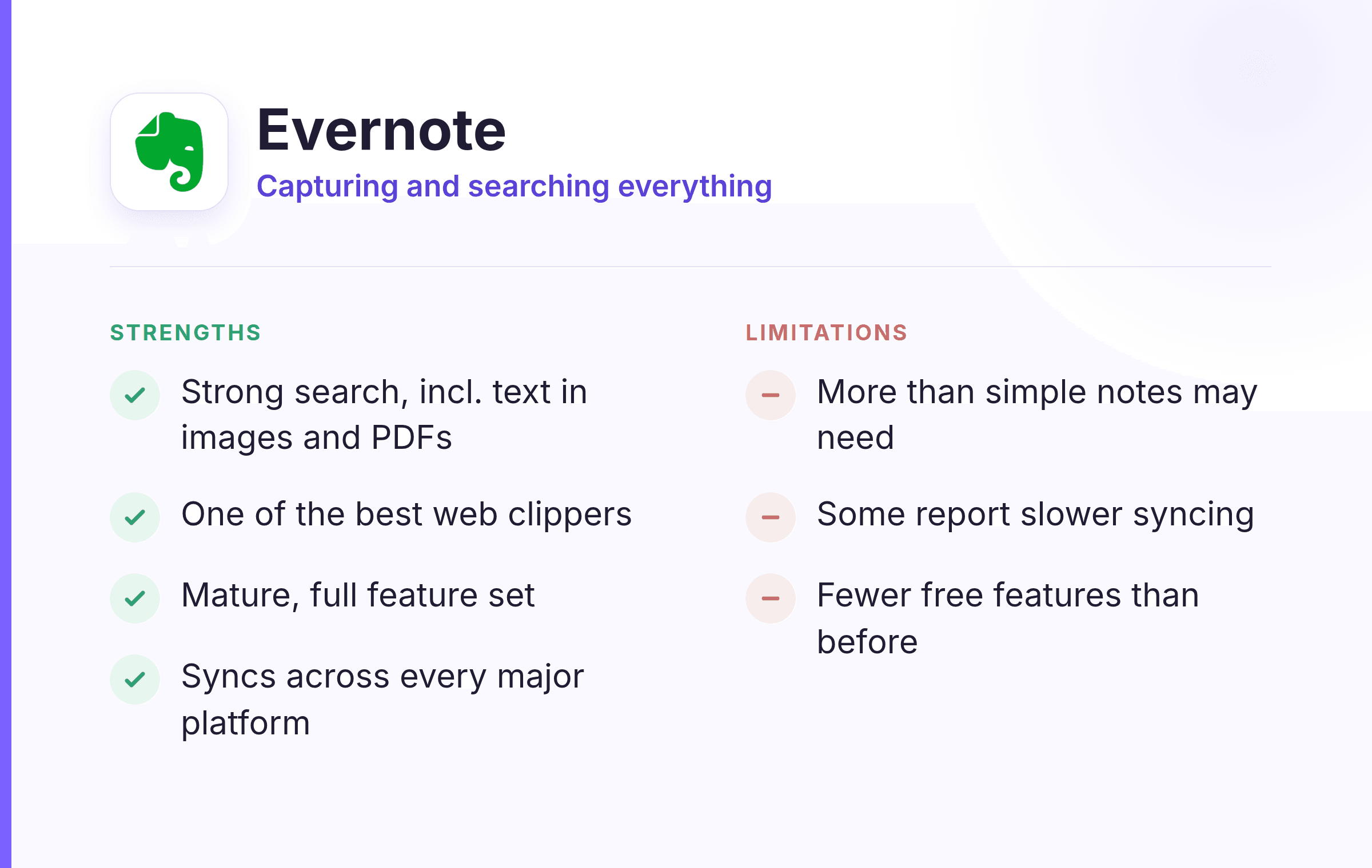 Evernote capture and search note app