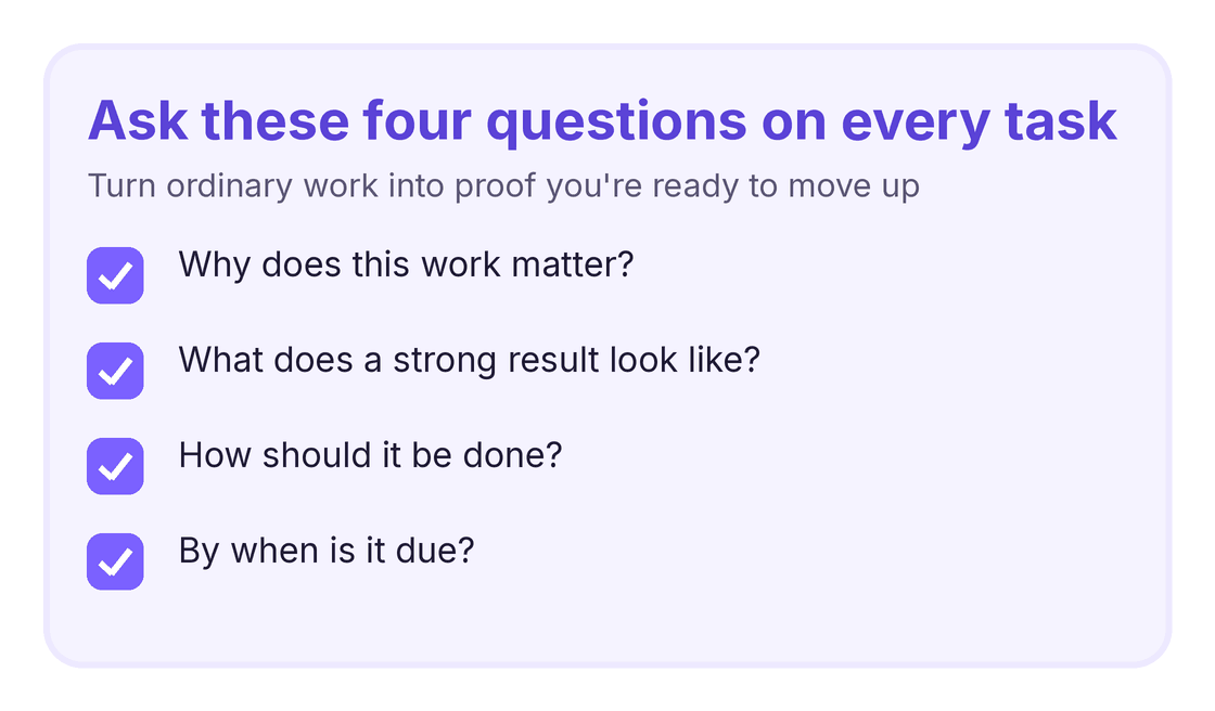 Ask these 4 questions on every task checklist (Why / What / How / By When)