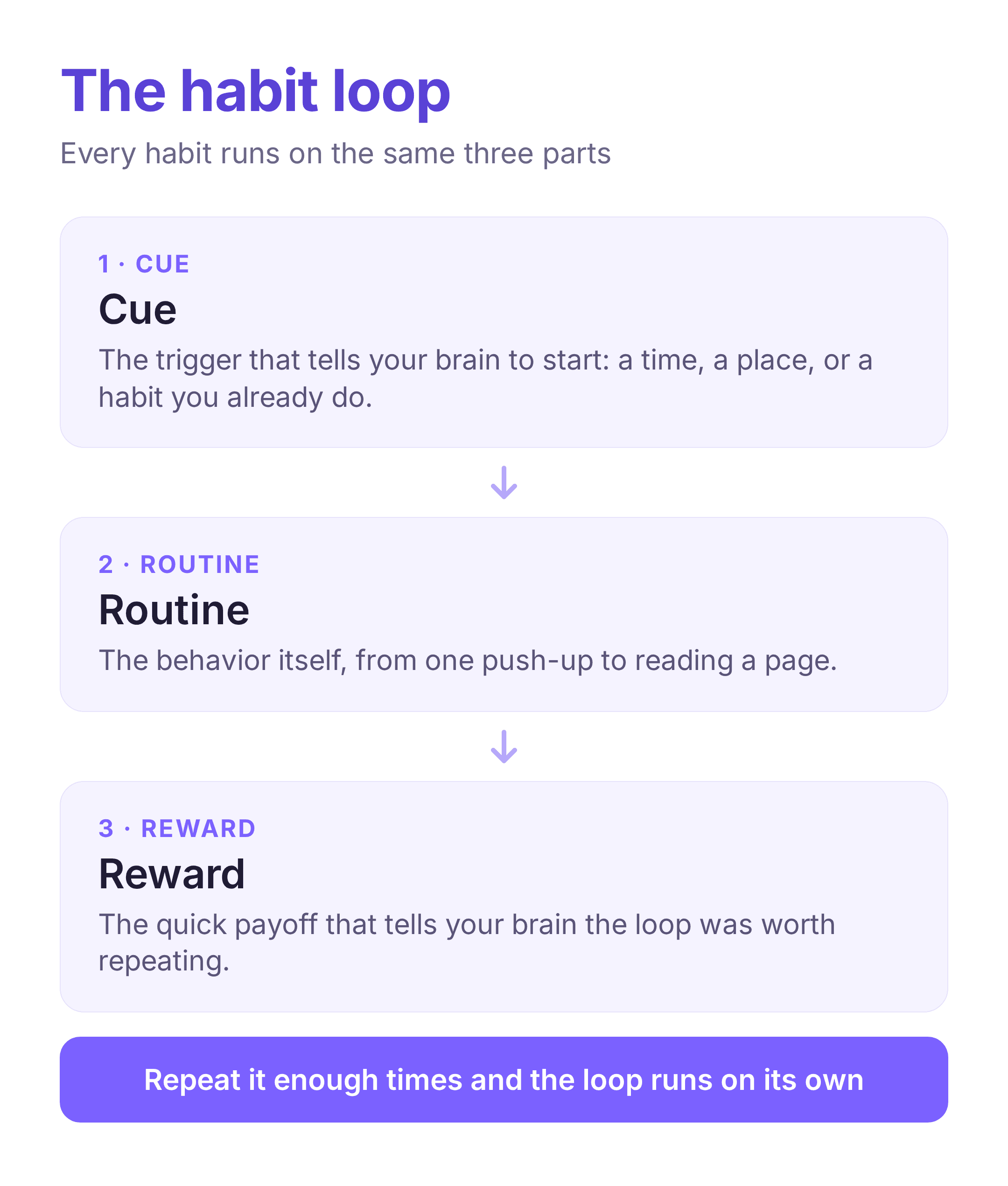 the habit loop of cue, routine, and reward