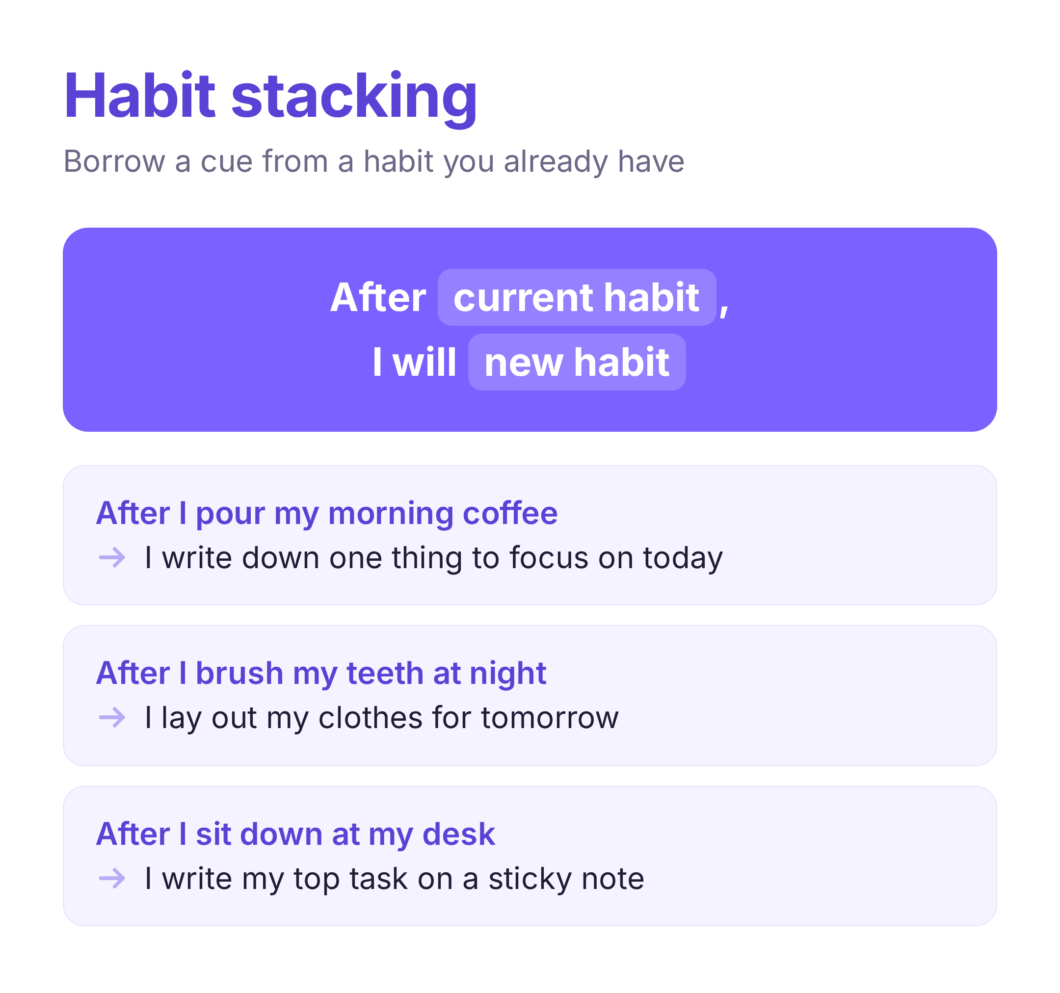habit stacking formula with everyday examples