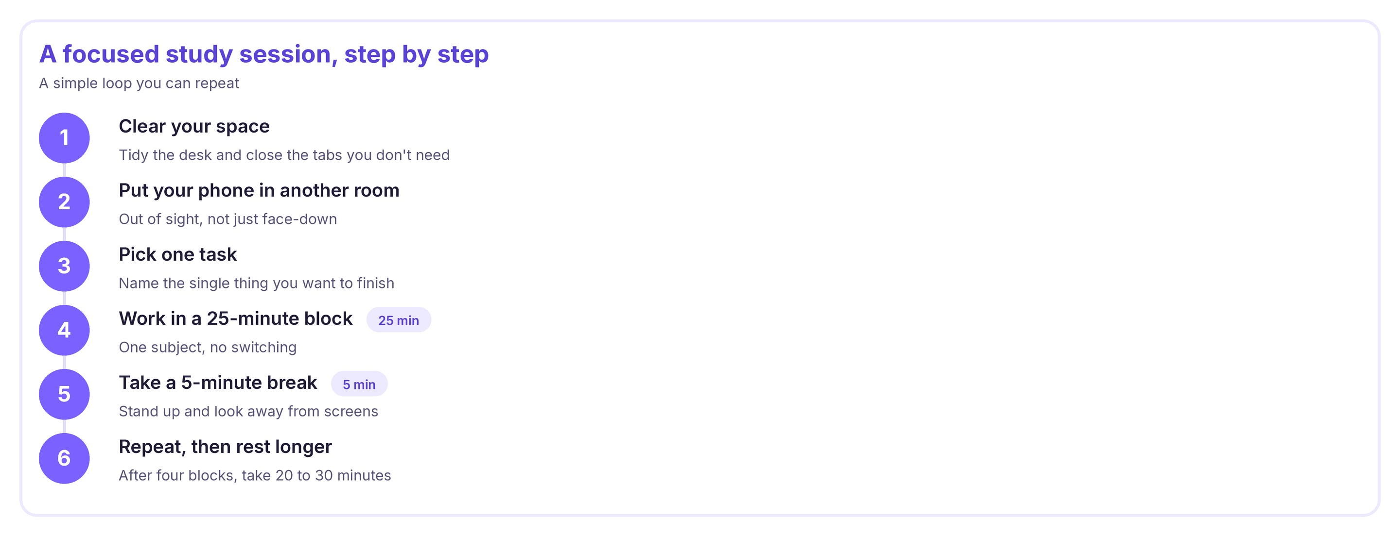 steps for setting up a focused study session