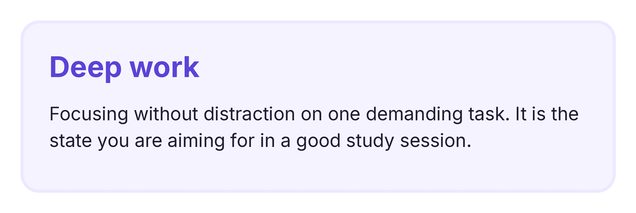 definition of deep work for focused studying