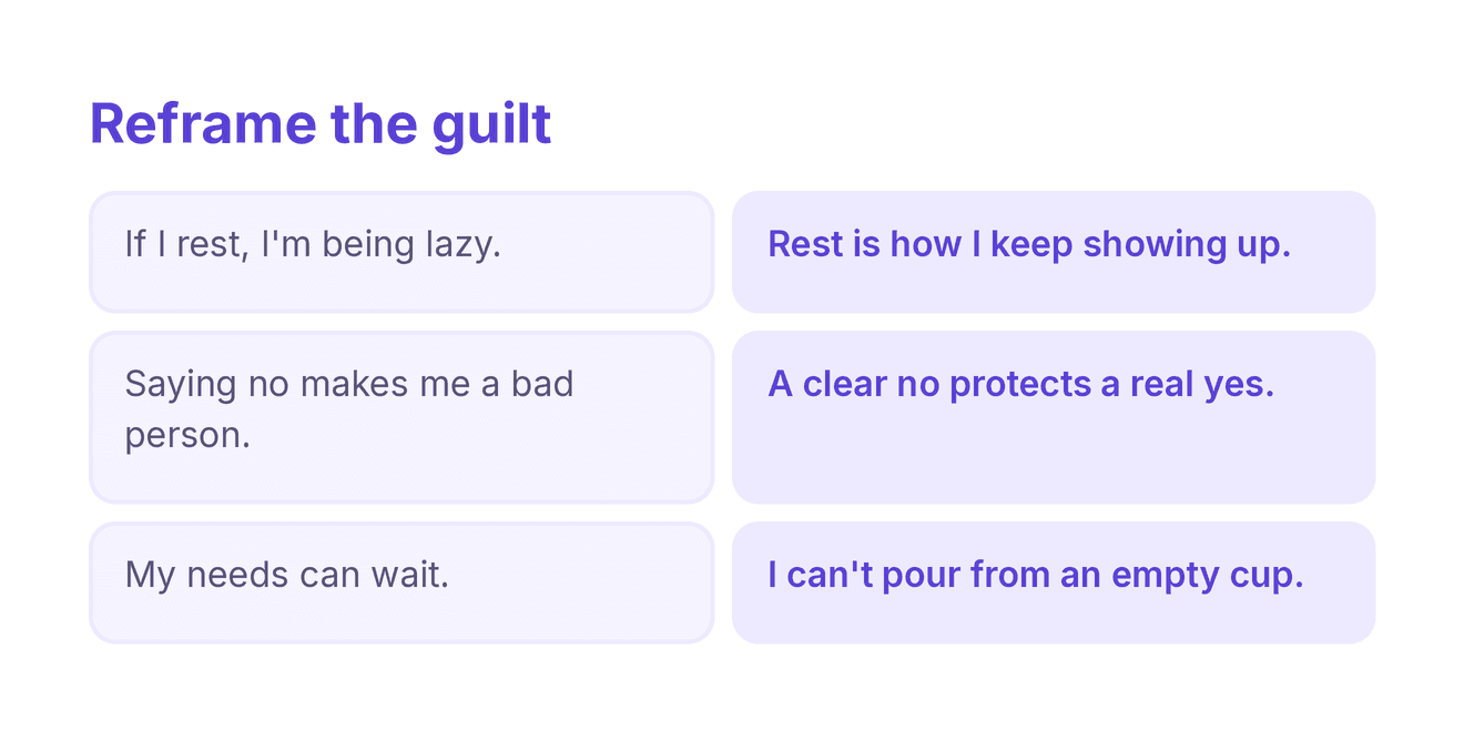 guilt reframes for focusing on yourself