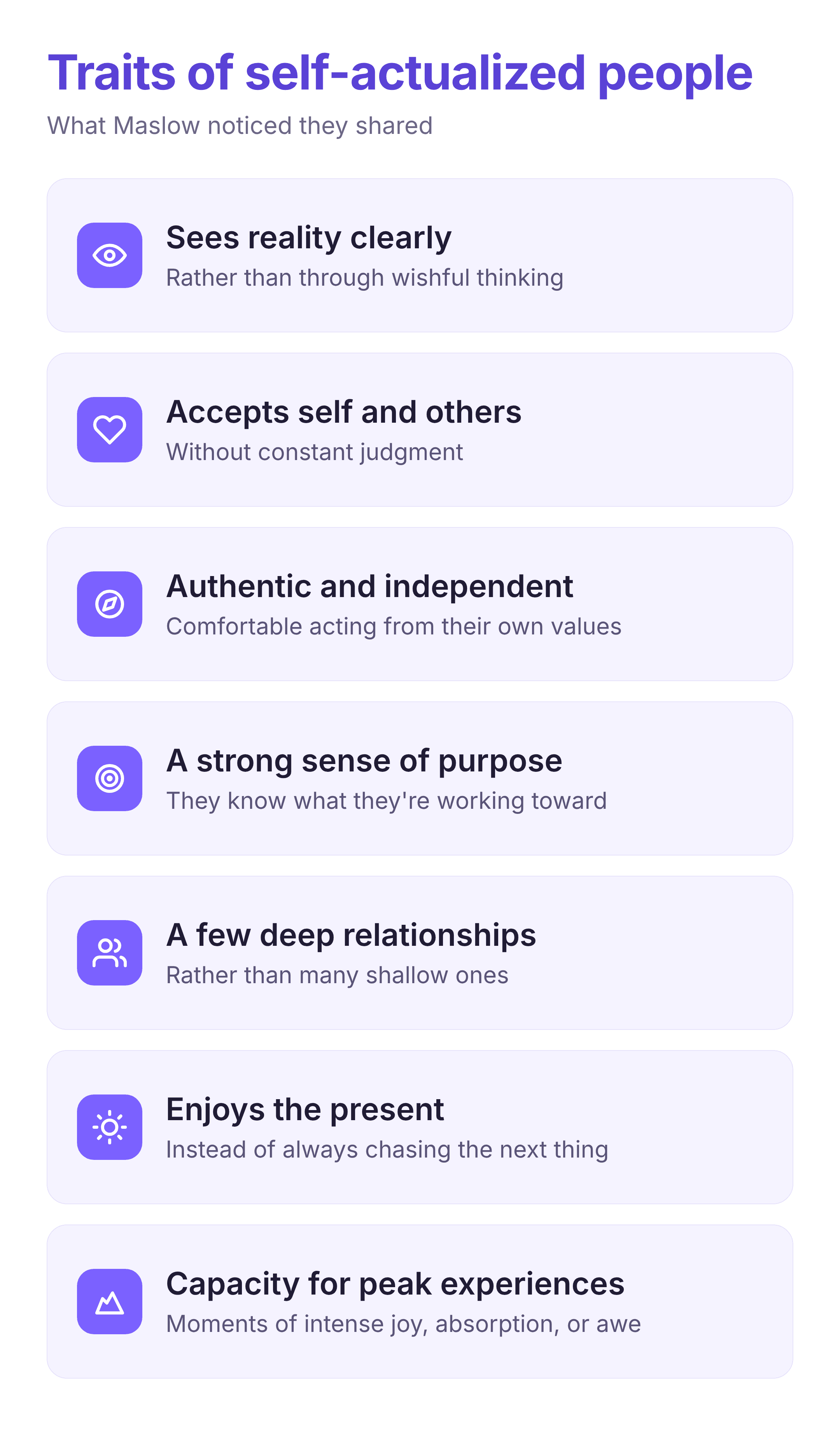 traits of self-actualized people