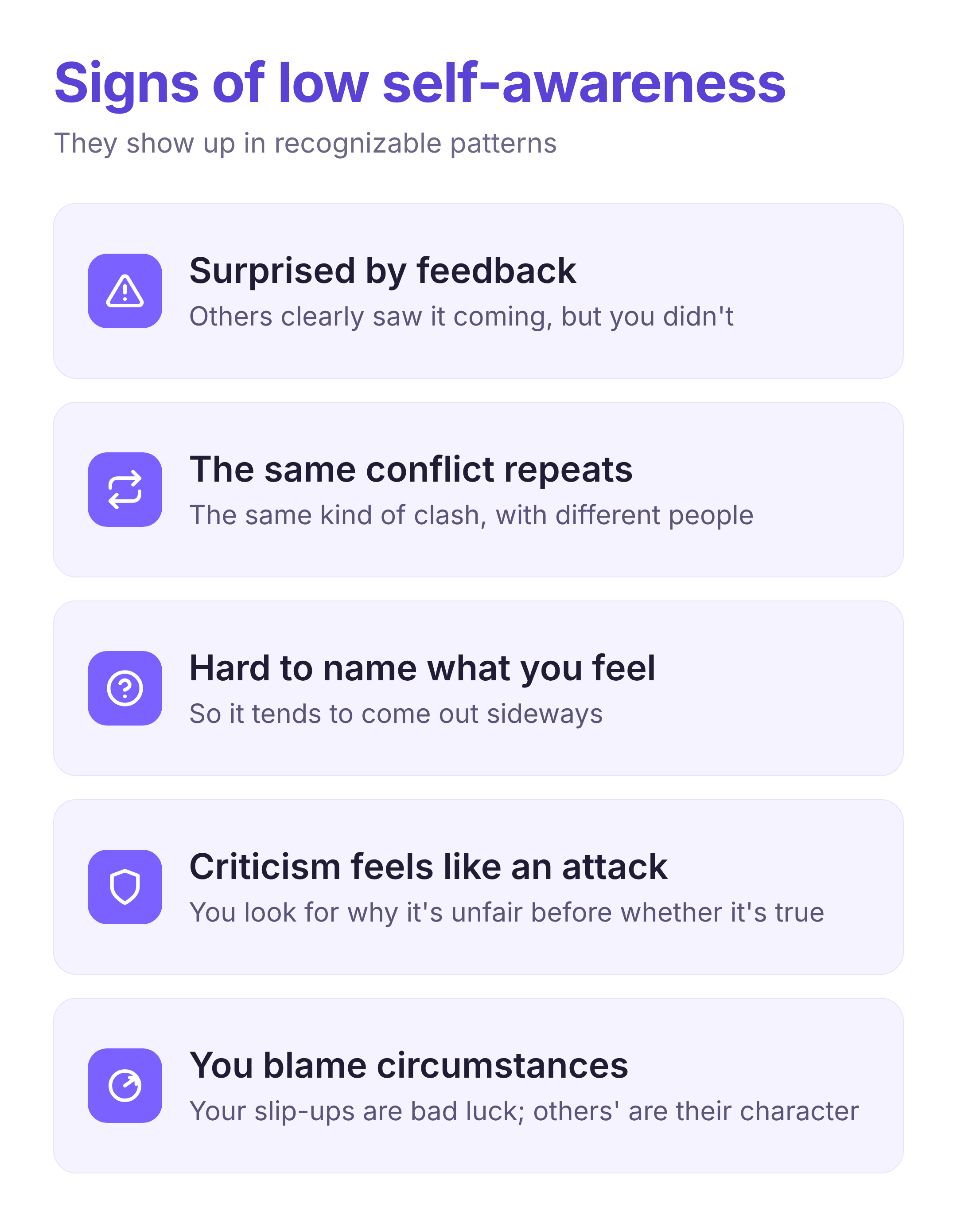 five common signs of low self-awareness