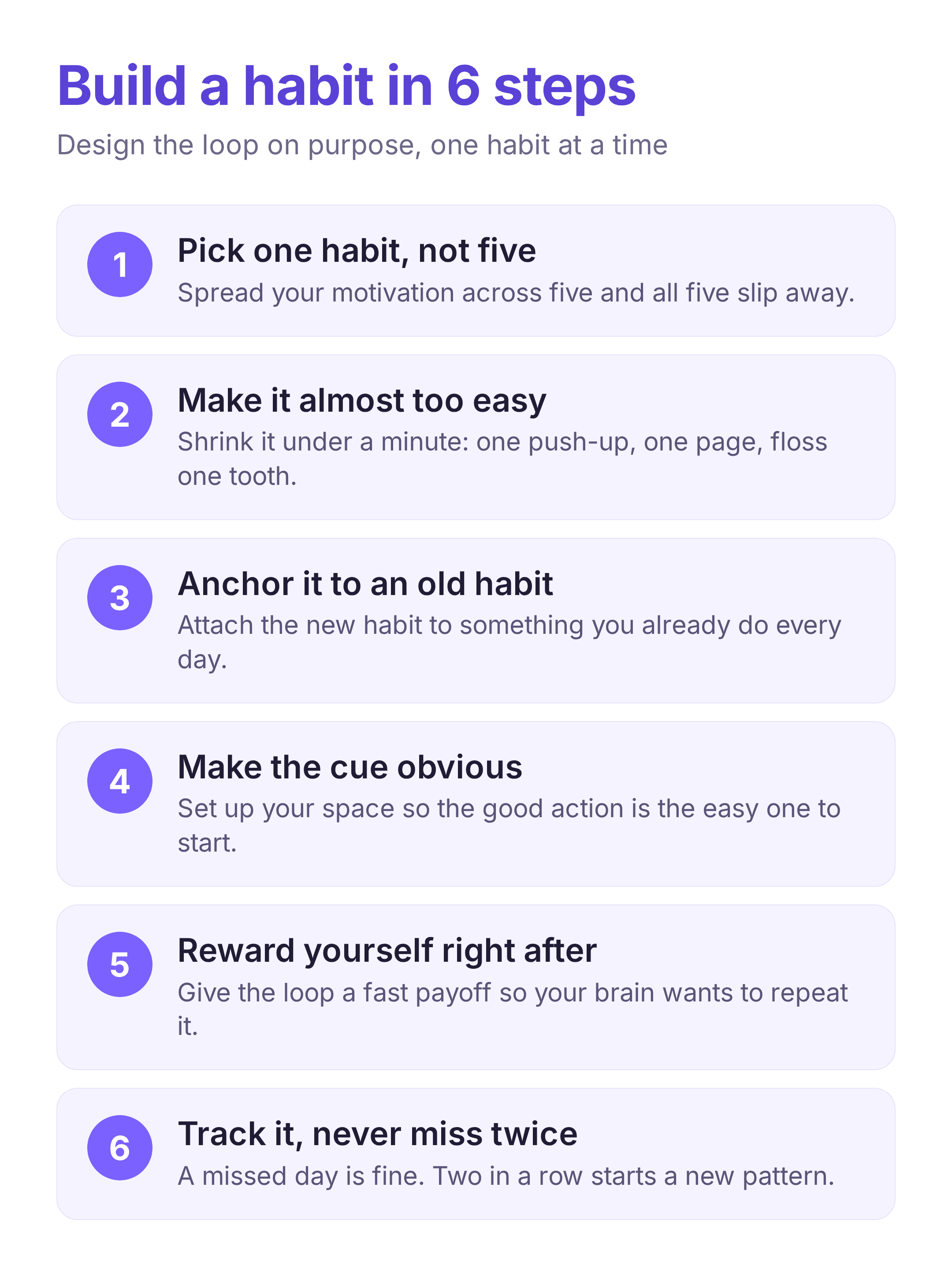 six steps to build a good habit that sticks